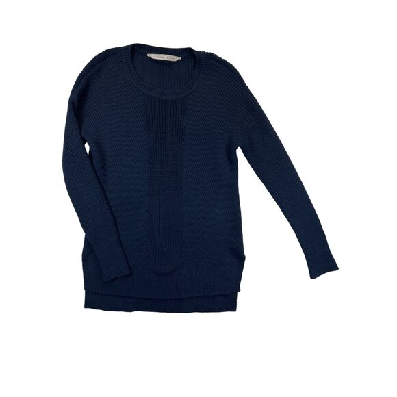 Athleta Sweater Tunic Womens Small Navy Blue Ribbed Knit Long Sleeve - Picture 1 of 6